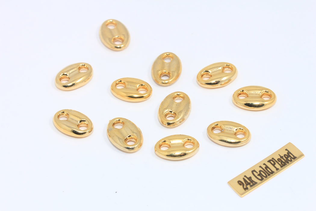 10x15mm 24k Shiny Gold Button Charms, Button Connector Charms, MLS299