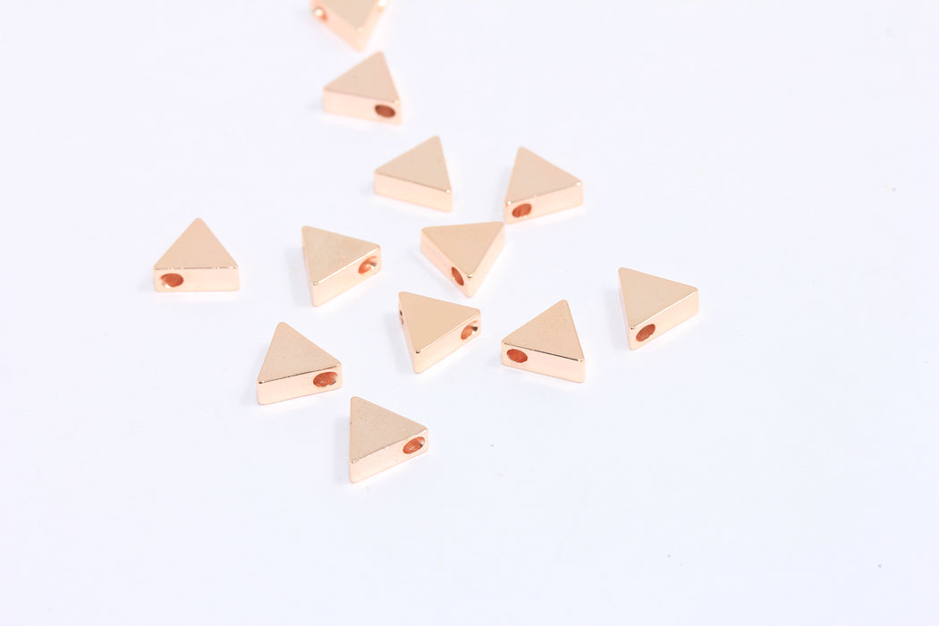 7 mm Gül Altın Üçgen Takılar, Üçgen Boncuklar, Geometrik Kolye, ROSE199