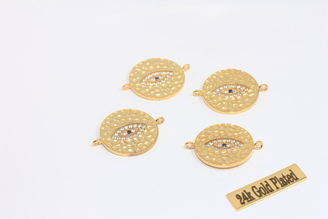 Medaglione con occhio malvagio in oro lucido 24k da 20 mm, ciondolo con occhio malvagio, MLS17