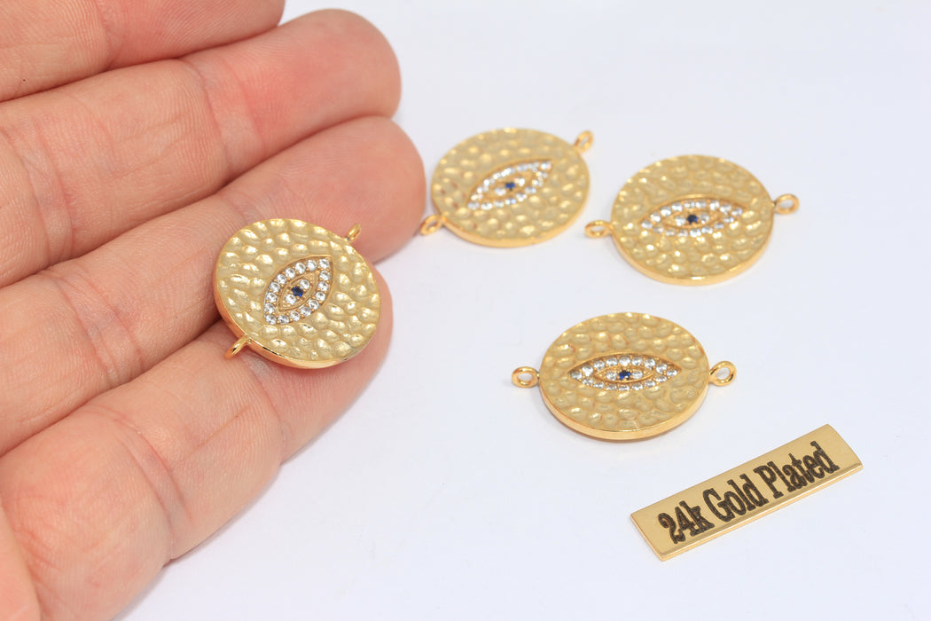 Medaglione con occhio malvagio in oro lucido 24k da 20 mm, ciondolo con occhio malvagio, MLS17