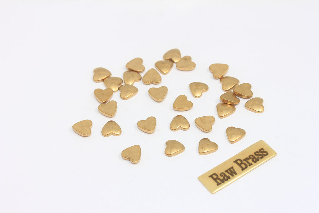 6mm Raw Brass Heart Beads, No Hole Heart Blank Beads, Puffed Heart Blank, MLS108