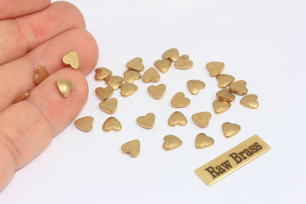 6mm Raw Brass Heart Beads, No Hole Heart Blank Beads, Puffed Heart Blank, MLS108