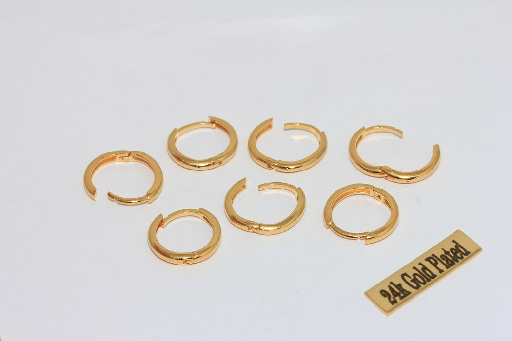 14mm 24k Shiny Gold Leverback Earrings, Plain ,Wires, Leverback Earrings,  MLS258