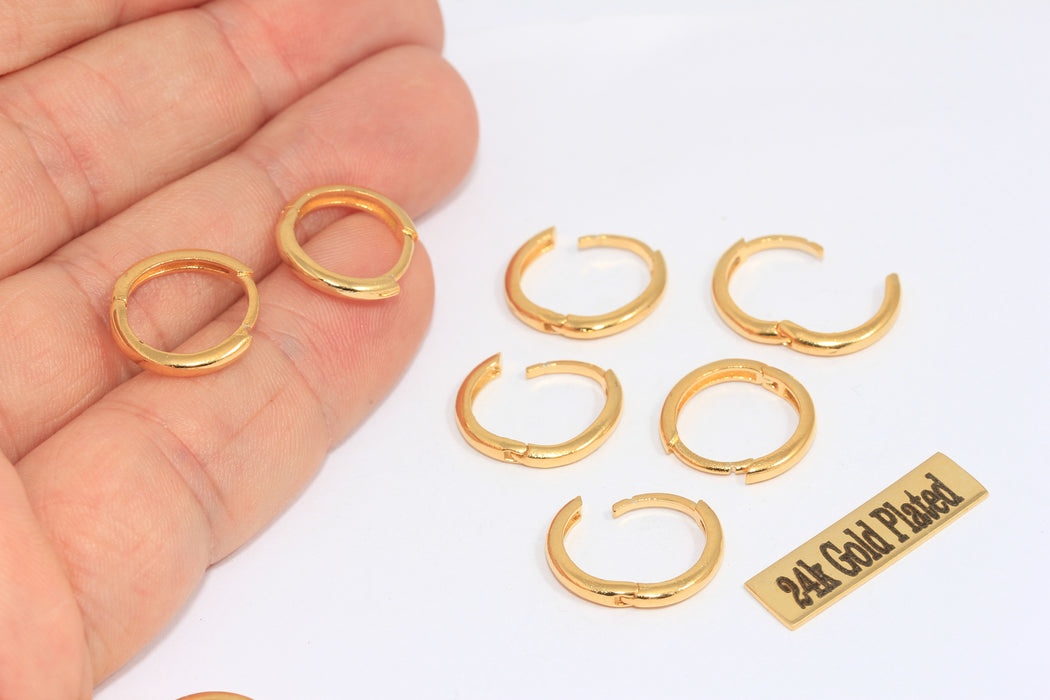 14mm 24k Shiny Gold Leverback Earrings, Plain ,Wires, Leverback Earrings,  MLS258