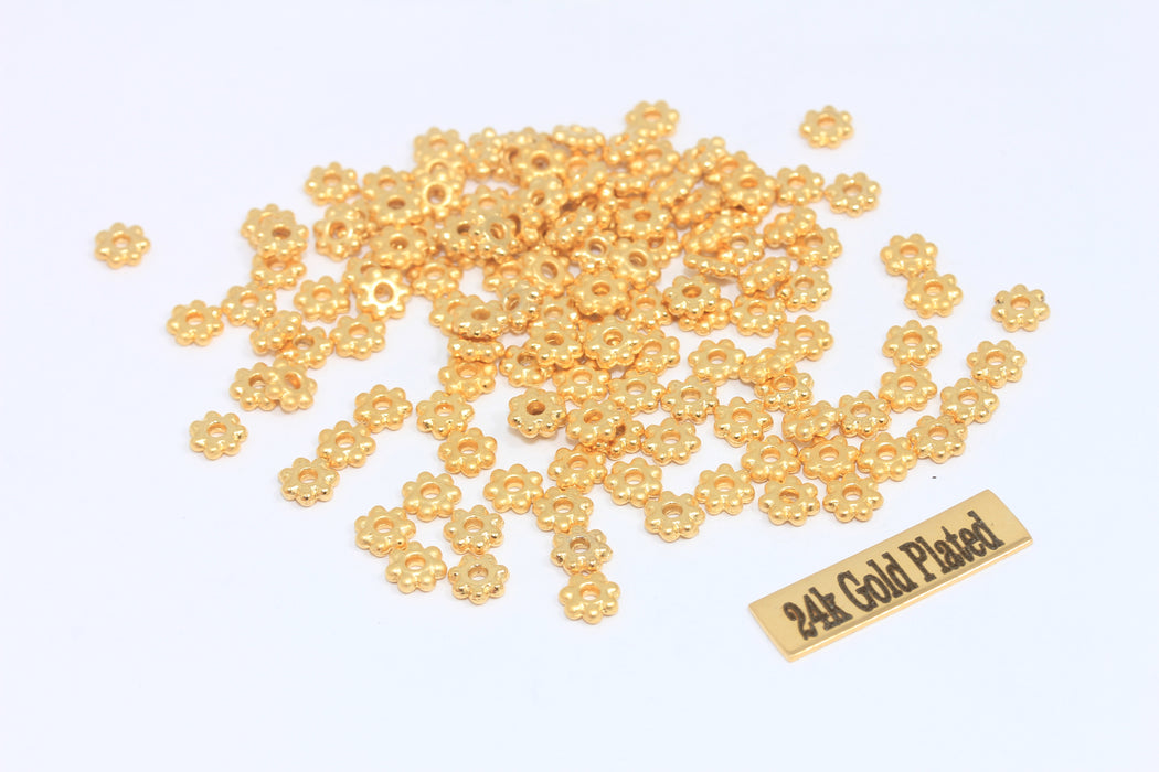 5,5mm 24k Matt Gold Snowflake Connector Beads, Flower Beads MLS59