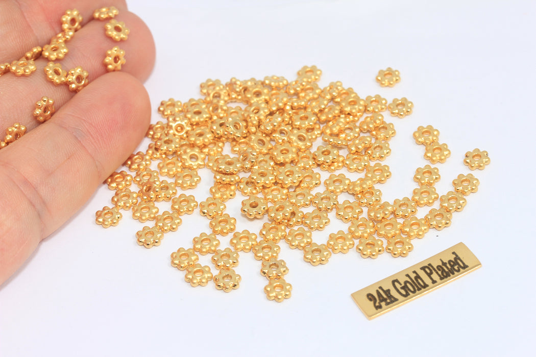 5,5mm 24k Matt Gold Snowflake Connector Beads, Flower Beads MLS59