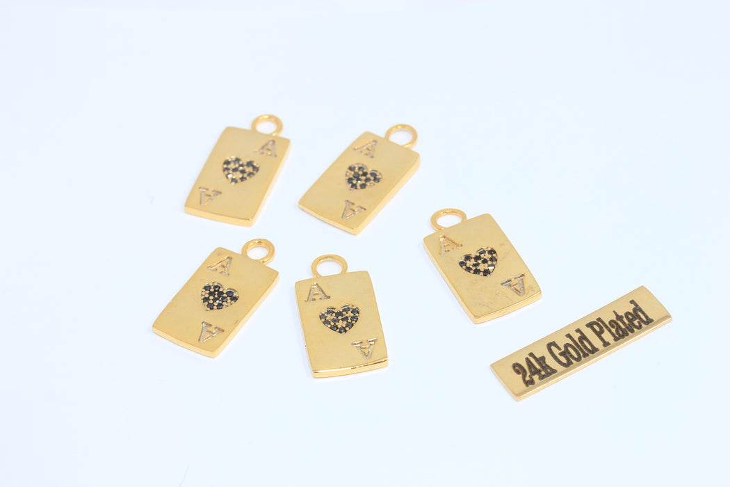 11x21mm 24k Shiny Gold Poker Player Gift Charms, Micro  MLS349