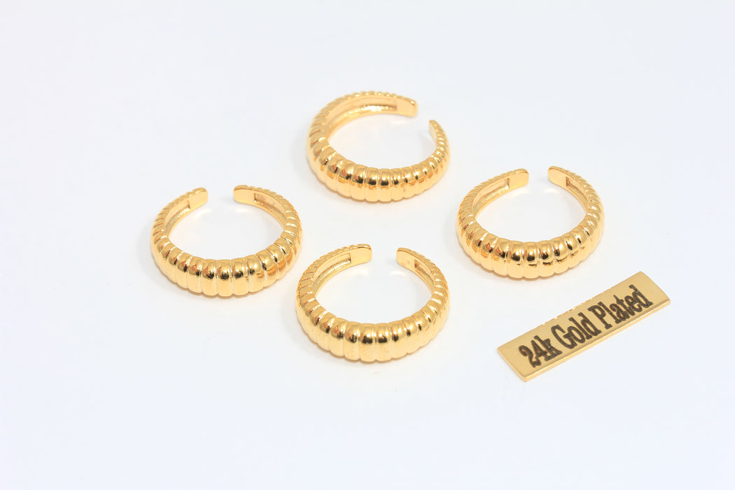 17-18mm 24k Shiny Gold Ring, Shell Ring, Adjustable Ring Settings,  MLS385