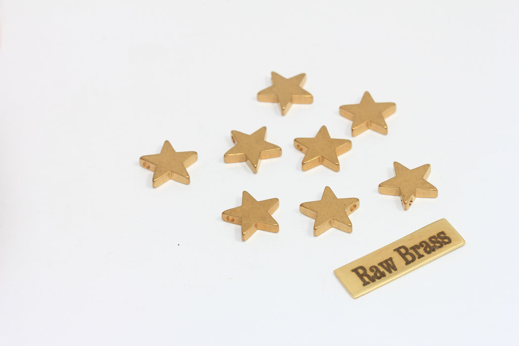 12mm Raw Brass Star Beads, Spacer Beads, Star Charms, Star Necklace, MLS221