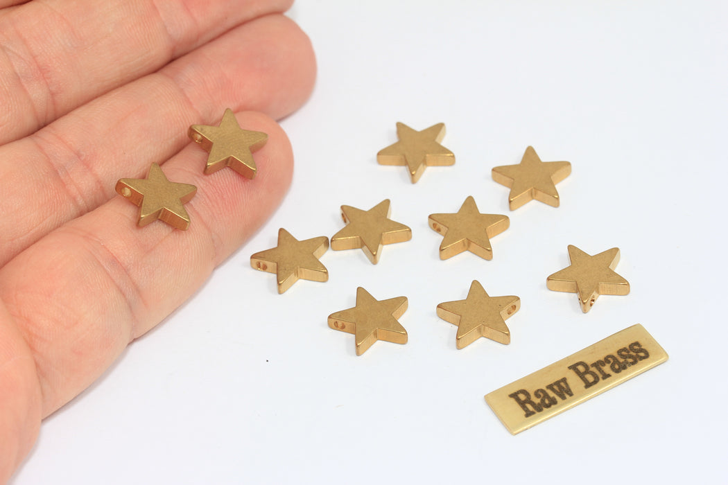 12mm Raw Brass Star Beads, Spacer Beads, Star Charms, Star Necklace, MLS221