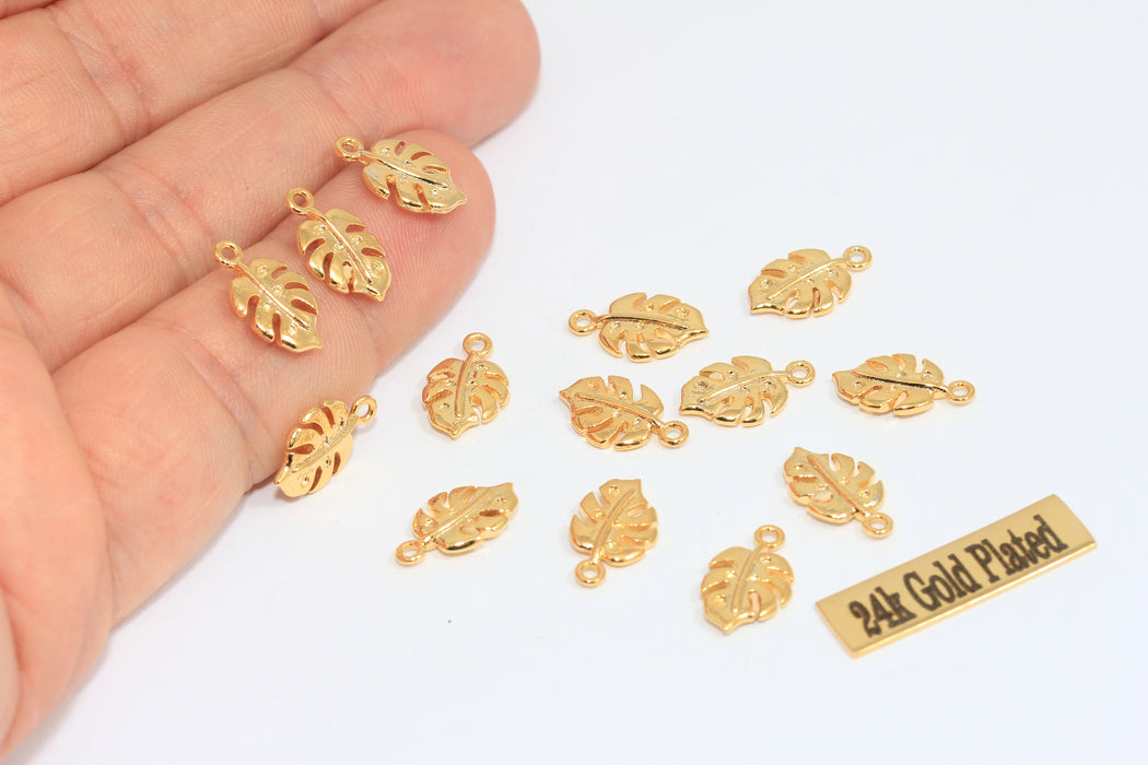 8x14mm 24k Shiny Gold Leaf Charms, Leaf Pendant, Gold  MLS333