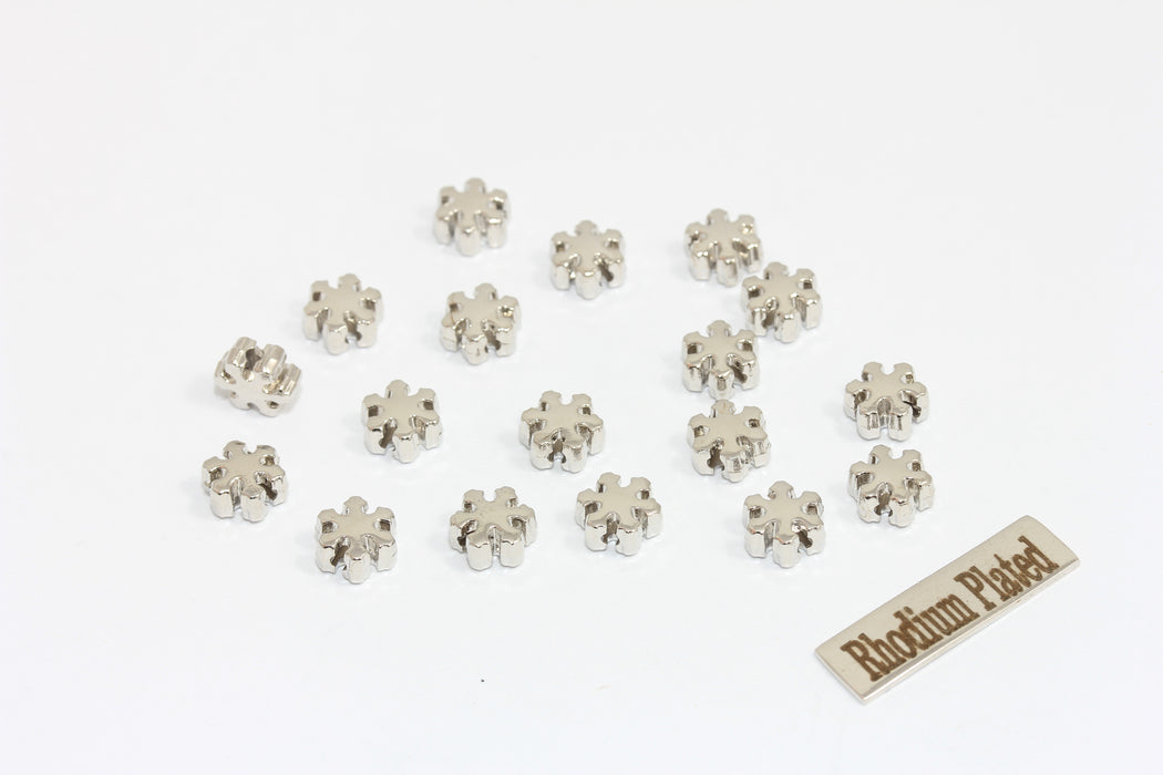 Perline a forma di fiocco di neve placcate in rodio da 7 mm, ciondoli a forma di fiocco di neve, MLS173