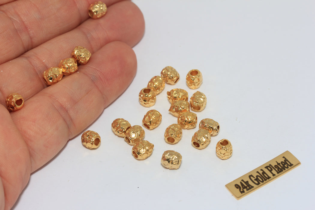 5,5x7mm 24k Shiny Gold Tube Beads, Spacer Beads, MLS324