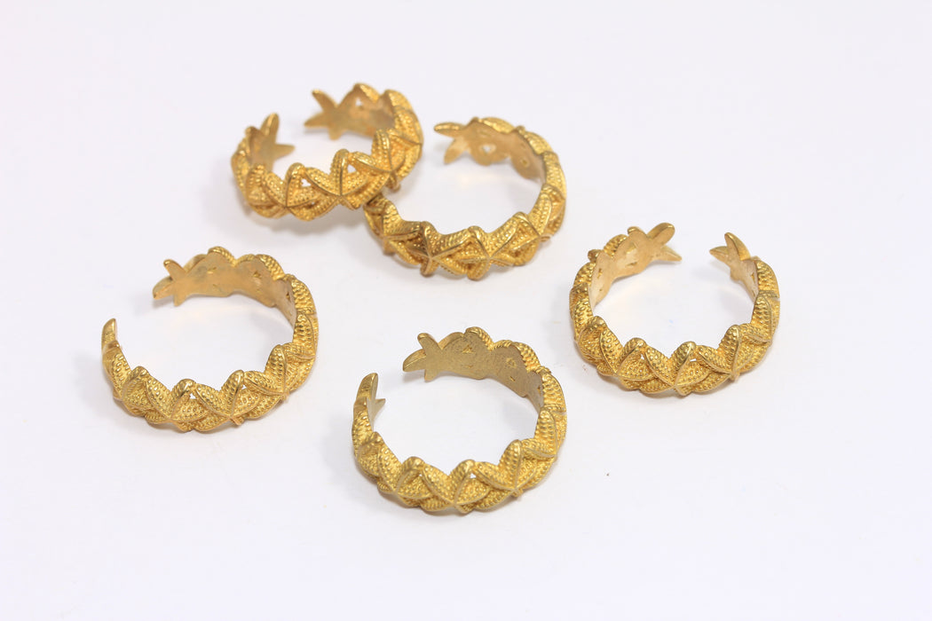17mm Raw Brass Star Ring, Sea Star Band Ring, Summer Starfish Rings, BRT490-1