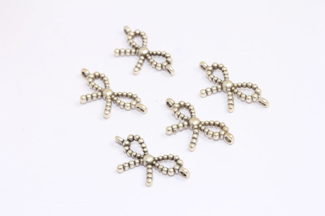 12x25 mm Antik Gümüş Fiyonk Takılar, Fiyonk Bilezik Bağlantı Takıları, Sevimli Fiyonk Takılar, XP466
