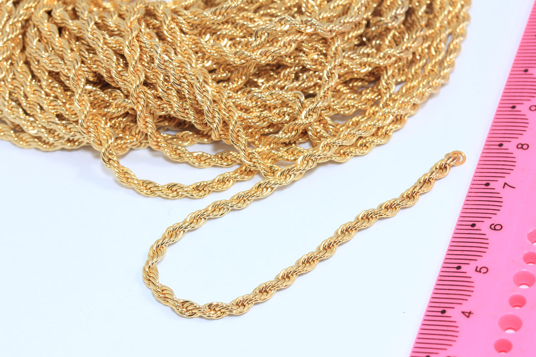 Catene a maglie larghe in oro lucido 24k da 1,8 mm, catene lavorate a maglia, serpente CHK144-2