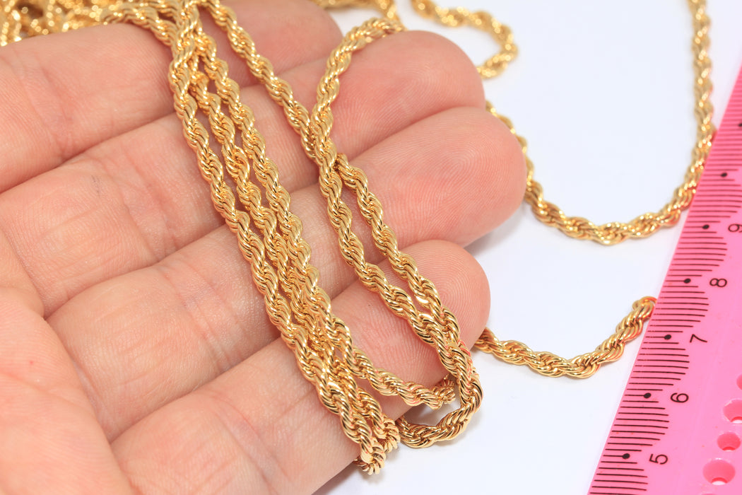 Catene a maglie larghe in oro lucido 24k da 1,8 mm, catene lavorate a maglia, serpente CHK144-2