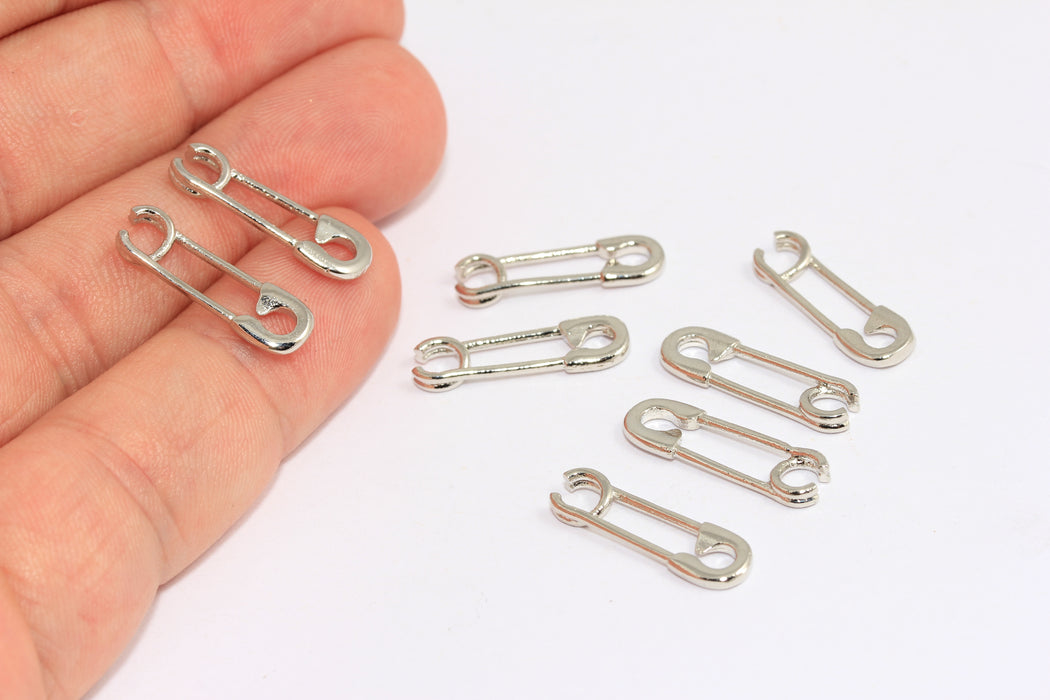 Rhodium Plated Safety Pin Charm
