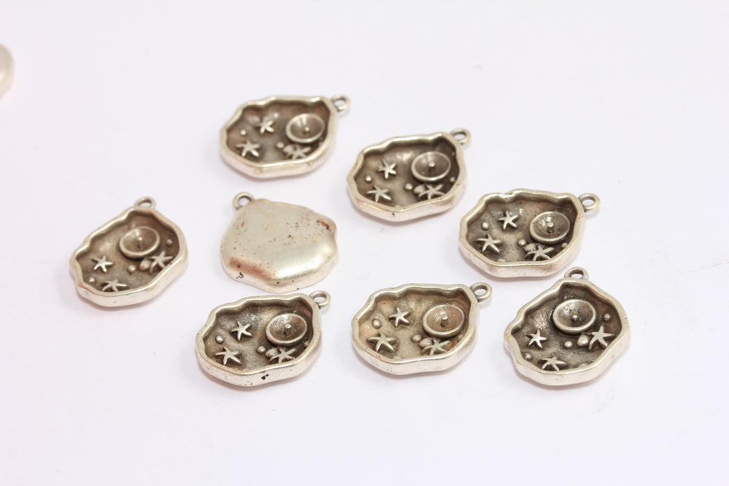 15,5x16mm Antique Silver Sea Charms, Sea Shell Beads, Sea Animals, Starfish Beads, XP547