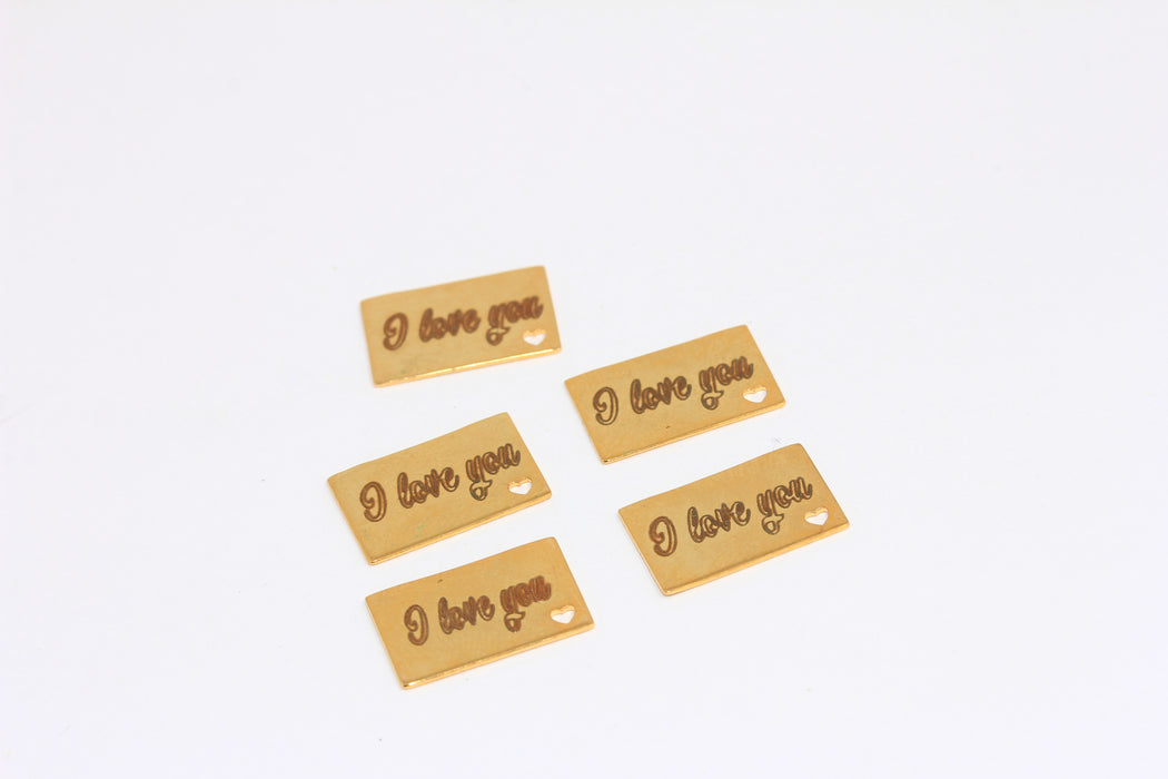 Ciondolo a forma di cuore in oro lucido 24k da 10,5x16 mm, con scritta "Ti amo" incisa, collana per San Valentino, ROSE233-1