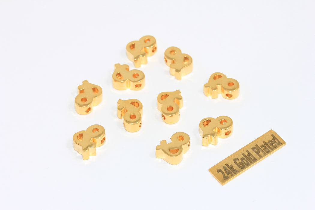 8x10mm 24k Shiny Gold Ampersand Charm, And Symbol Sign, MGN201