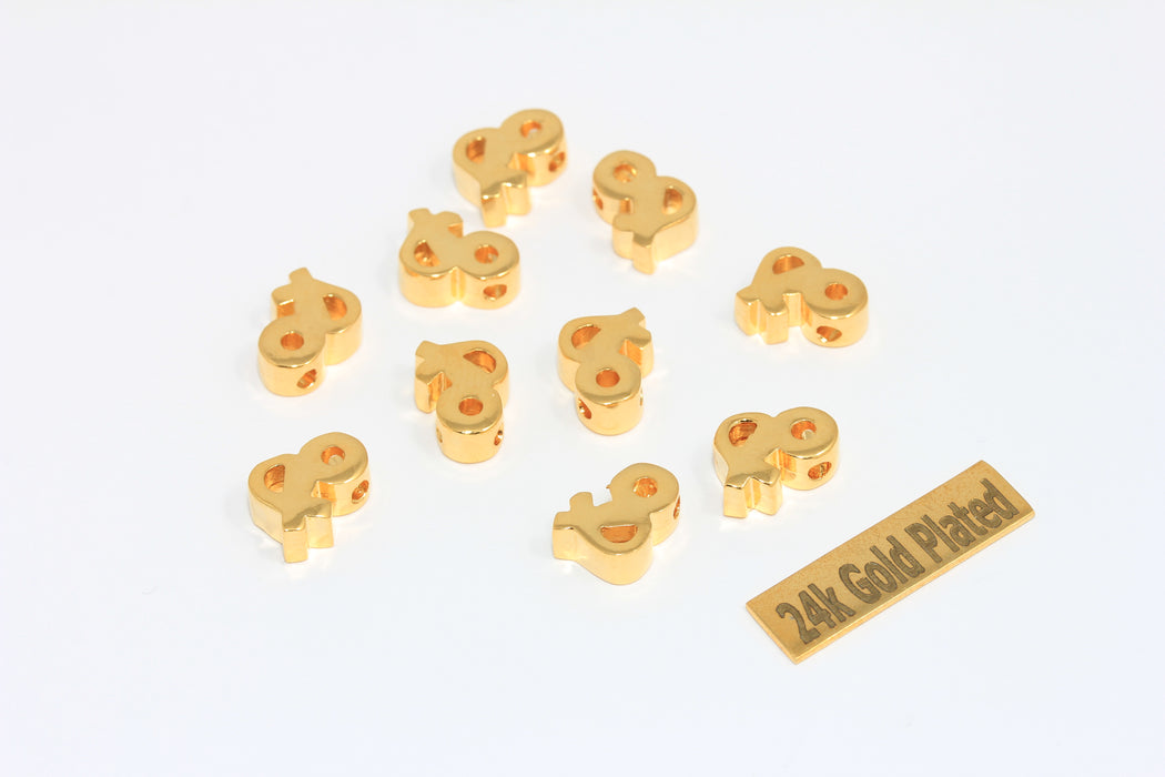 8x10mm 24k Shiny Gold Ampersand Charm, And Symbol Sign, MGN201