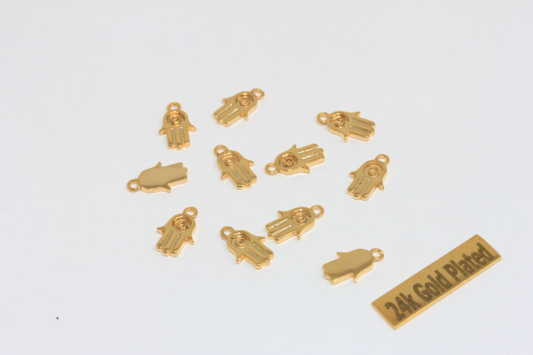 7x11mm 24k Shiny Gold Hamsa Charms, Hamsa Pendant, MGN216