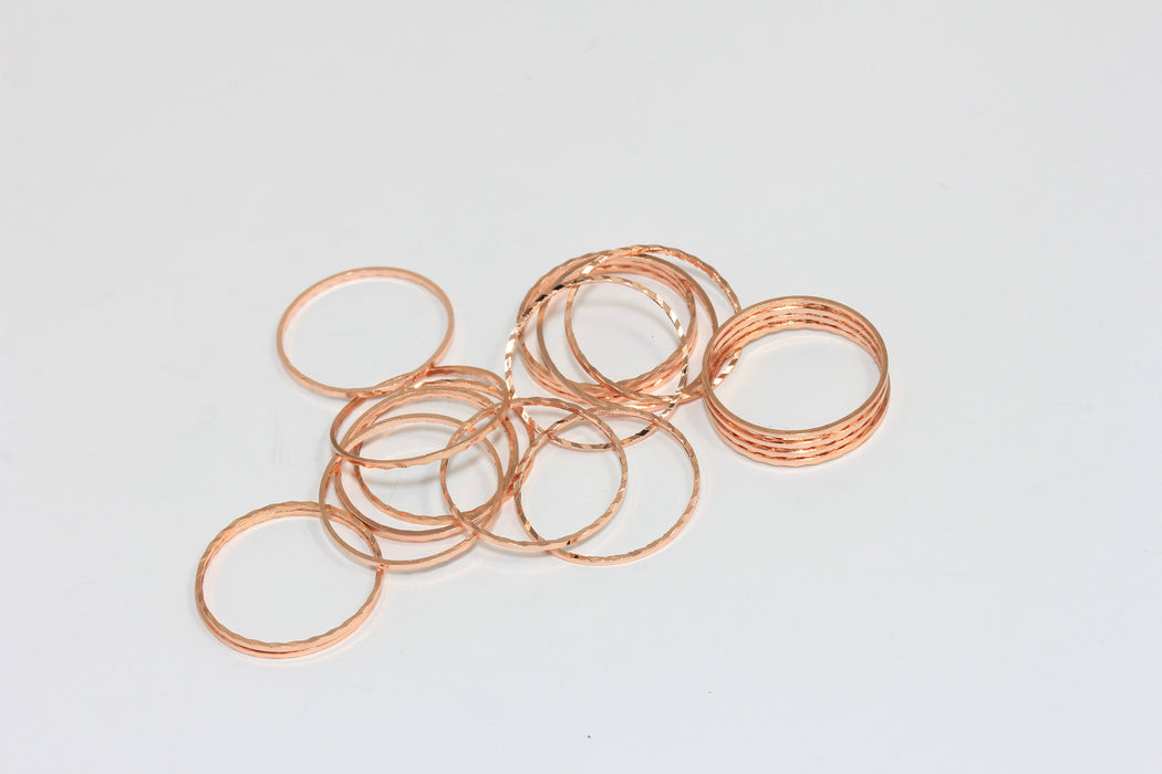 18mm Rose Gold Closed Ring, Faceted Connector Rings, MGN202