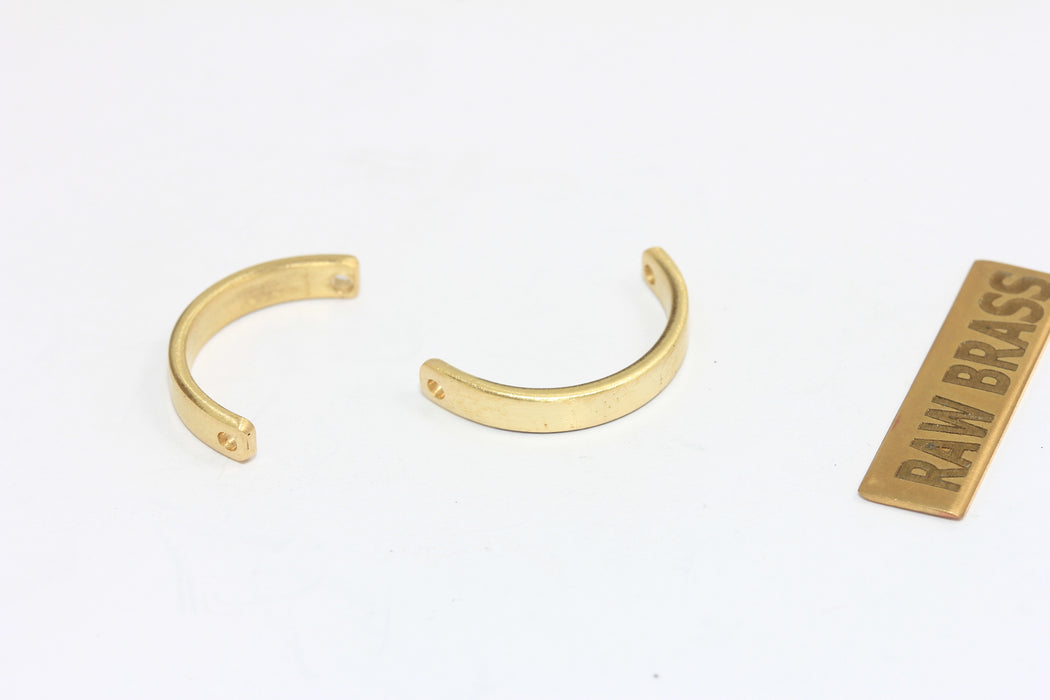 3x20mm Raw Brass Curved Connector, Ring Connector, MGN199