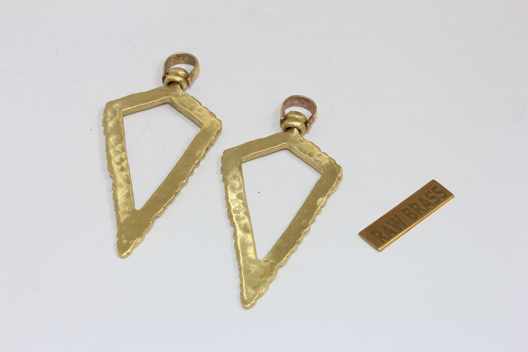 28x58mm Raw Brass Triangle Pendant, Hammered Necklace Charms, MGN169
