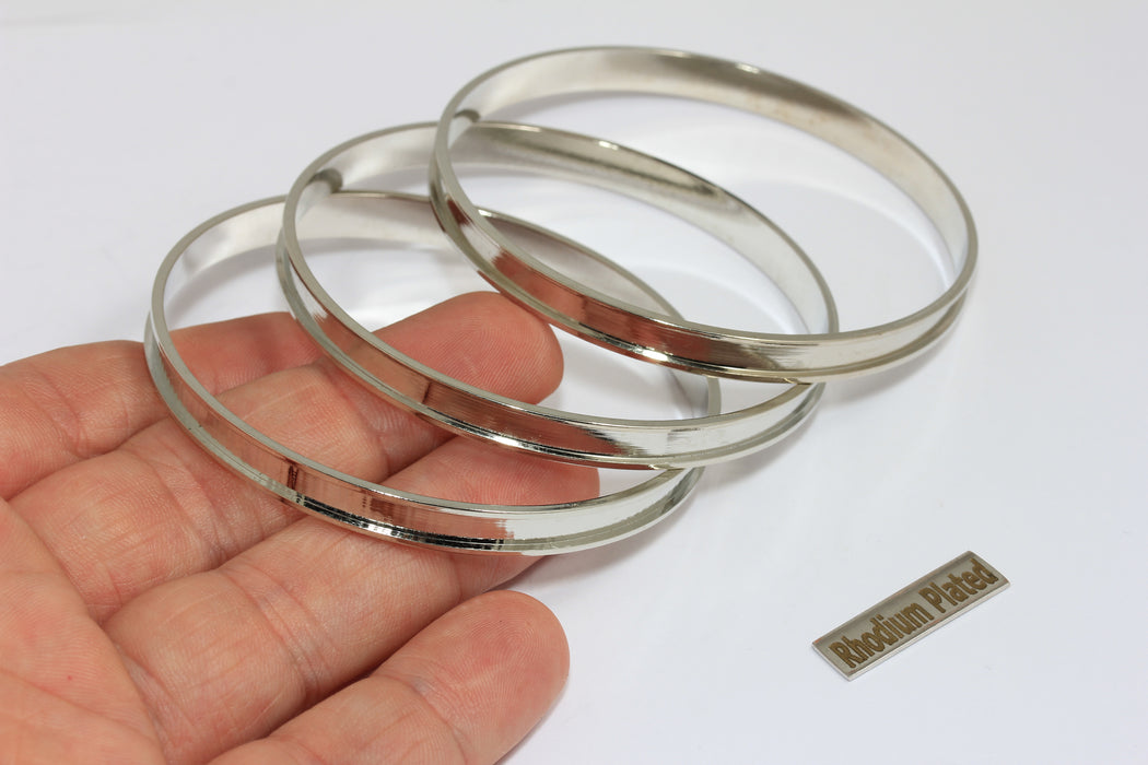 4,5mm Inner Size Rhodium Plated Inlay Bracelet, Channel Bracelet Settings, BXB393-7