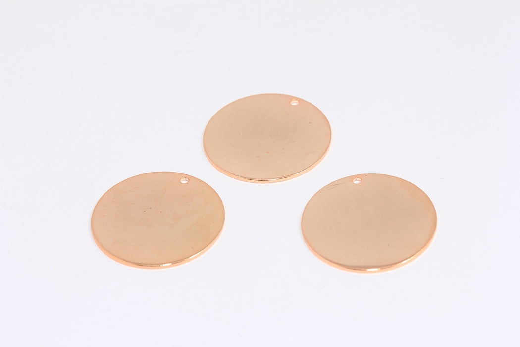 25mm Rose Gold Plated Medallion, Round Disc Charms, Stamping Medallion Charms, ROSE489