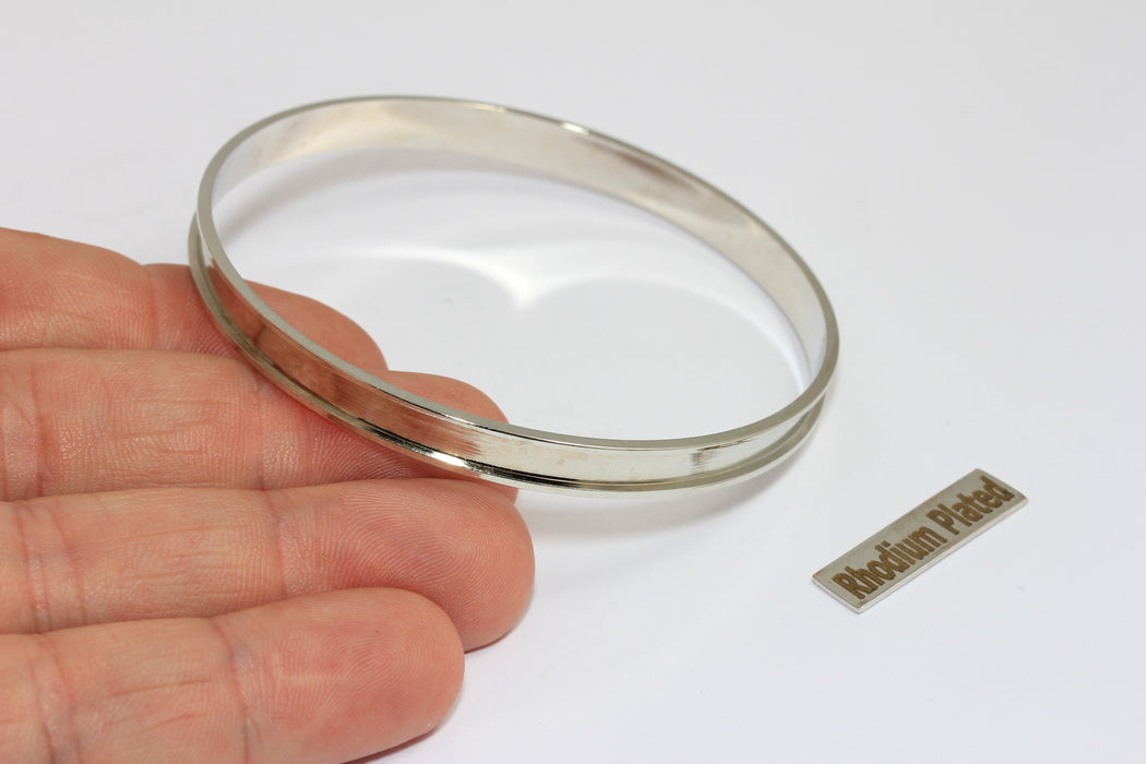 4,5mm Inner Size Rhodium Plated Inlay Bracelet, Channel Bracelet Settings, BXB393-7