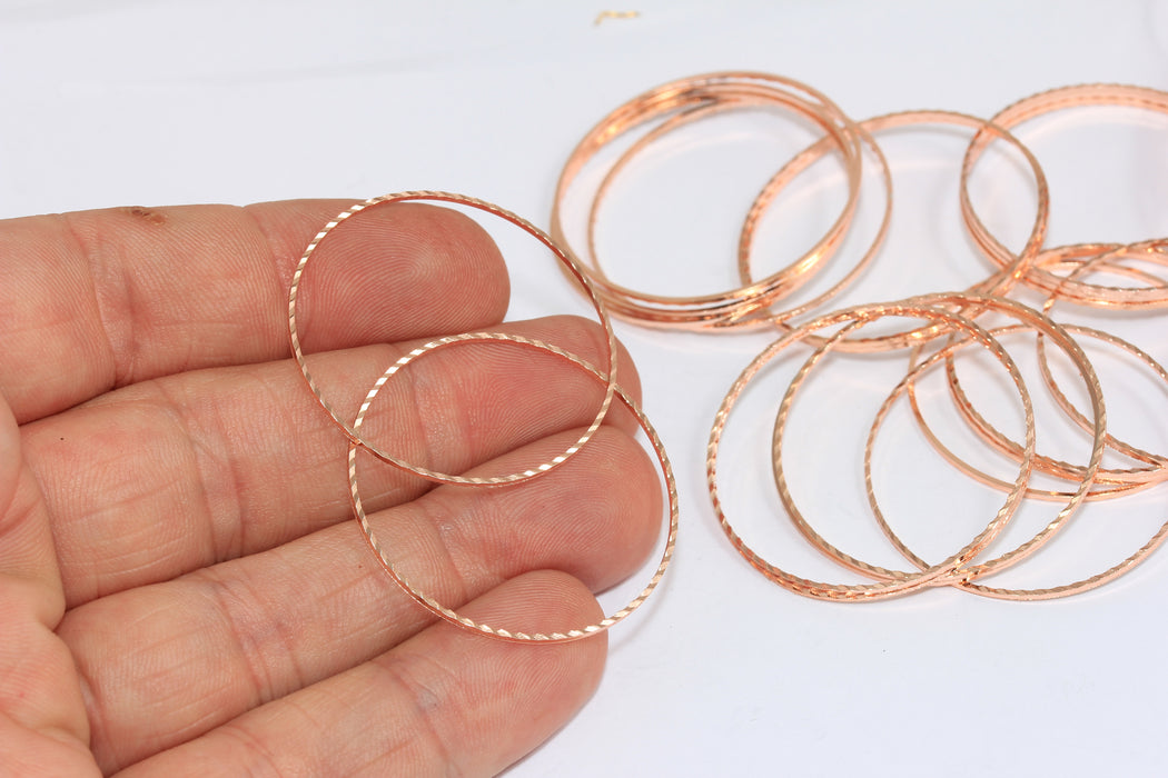 35mm Rose Gold Closed Ring, Faceted Connector Rings, BXB196-8