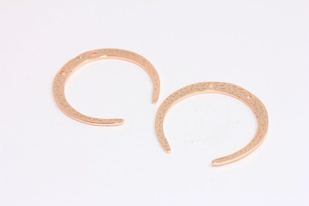 32mm Rose Gold Plated Horn Pendant, Large Horn Charm, Crescent Moon Necklace, ROSE401