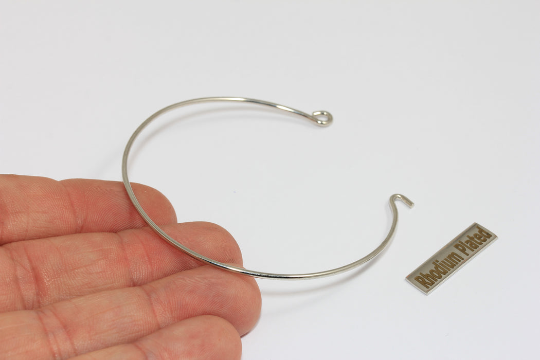 1,5mm Rhodium Plated Wire Bracelet, Expandable Bangle, BXB196-7