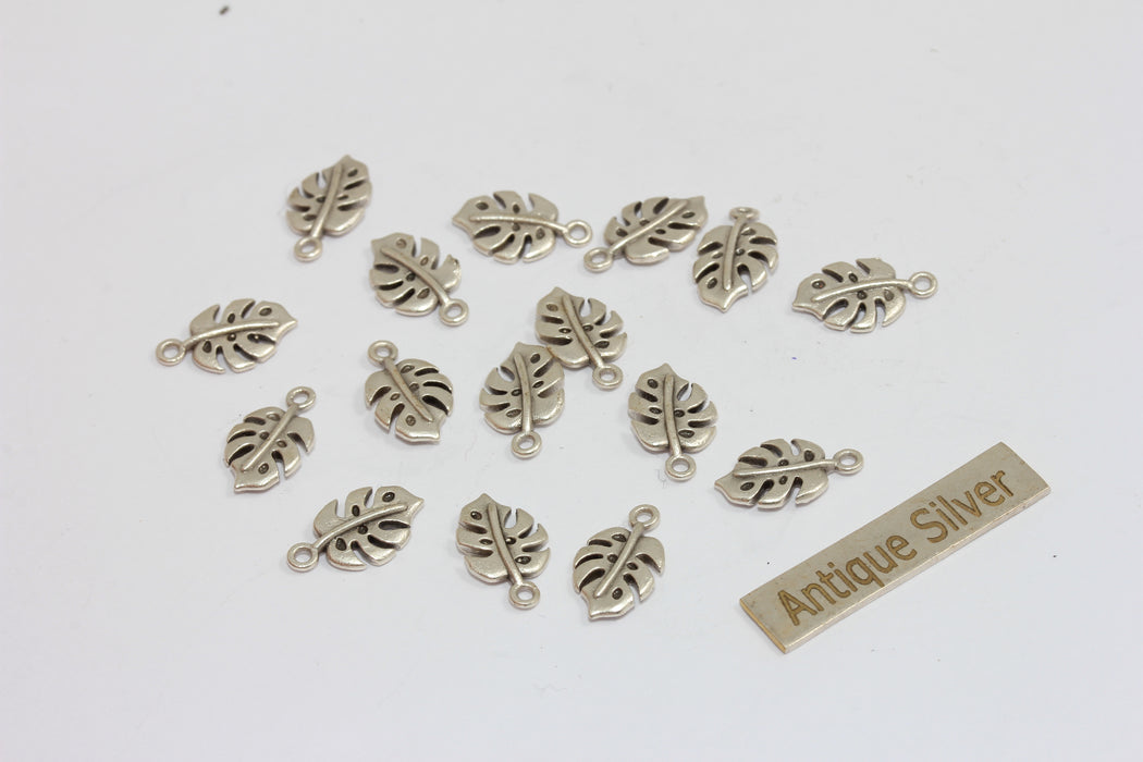8x13mm Antique Silver Plated Leaf Charms, Leaf Pendant, MGN188