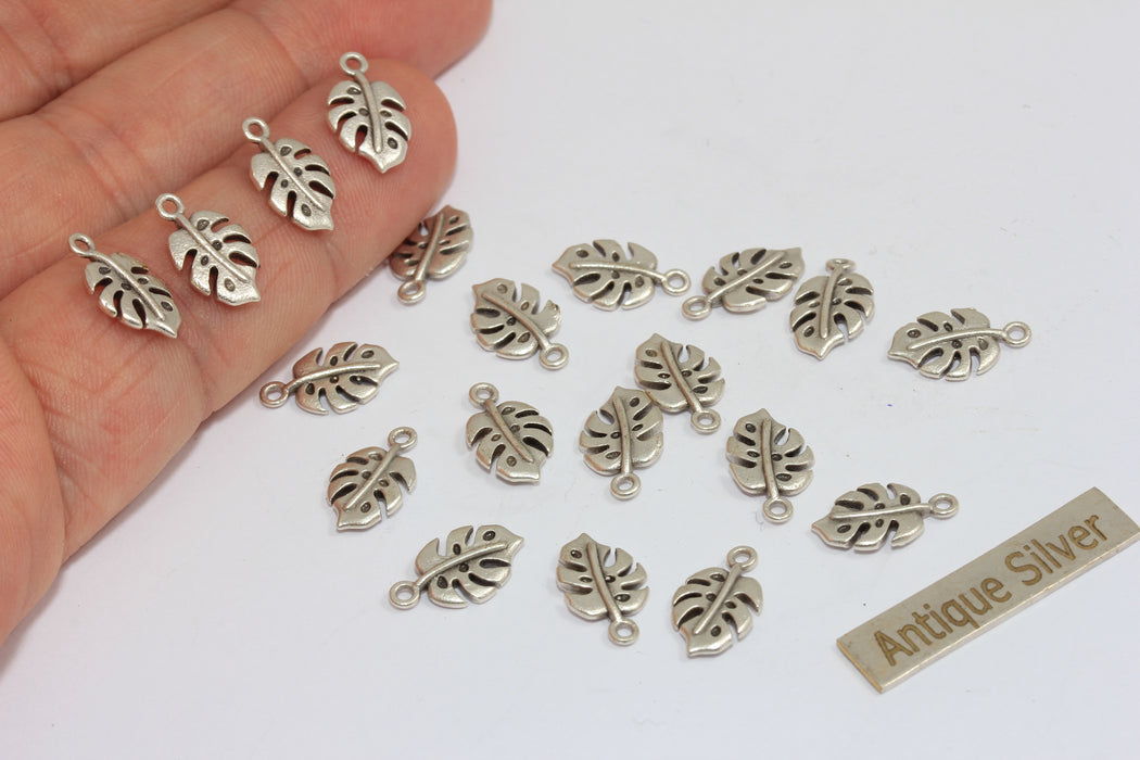 8x13mm Antique Silver Plated Leaf Charms, Leaf Pendant, MGN188