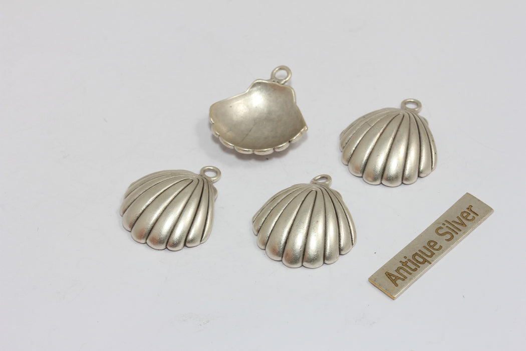 20x24mm Antique Silver Plated Sea Shell Charm, Seashell Pendant, MGN173