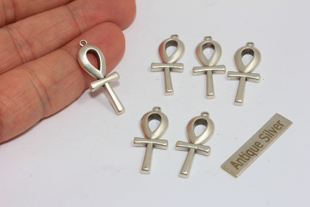 11x28mm Antique Silver Ankh Charms, Egyptian Ankh Necklace, MGN168
