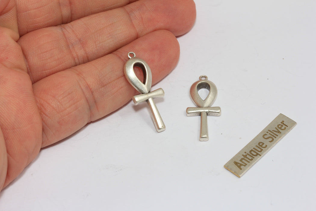 11x28mm Antique Silver Ankh Charms, Egyptian Ankh Necklace, MGN168