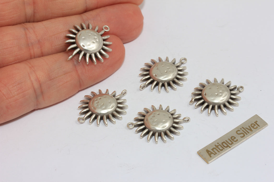 19x24mm Antique Silver Sun Charms, Sun Connector, MGN164