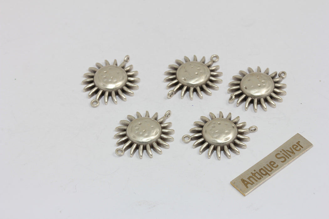 19x24mm Antique Silver Sun Charms, Sun Connector, MGN164