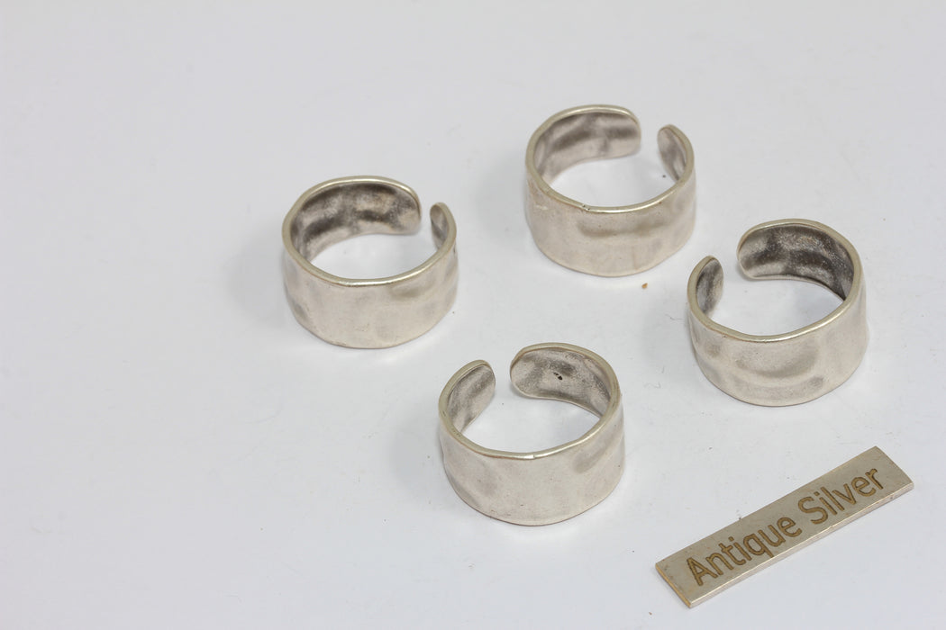 17-18mm Antique Silver Plated Ring, Cuff Ring With Loop, Band Ring, MGN183