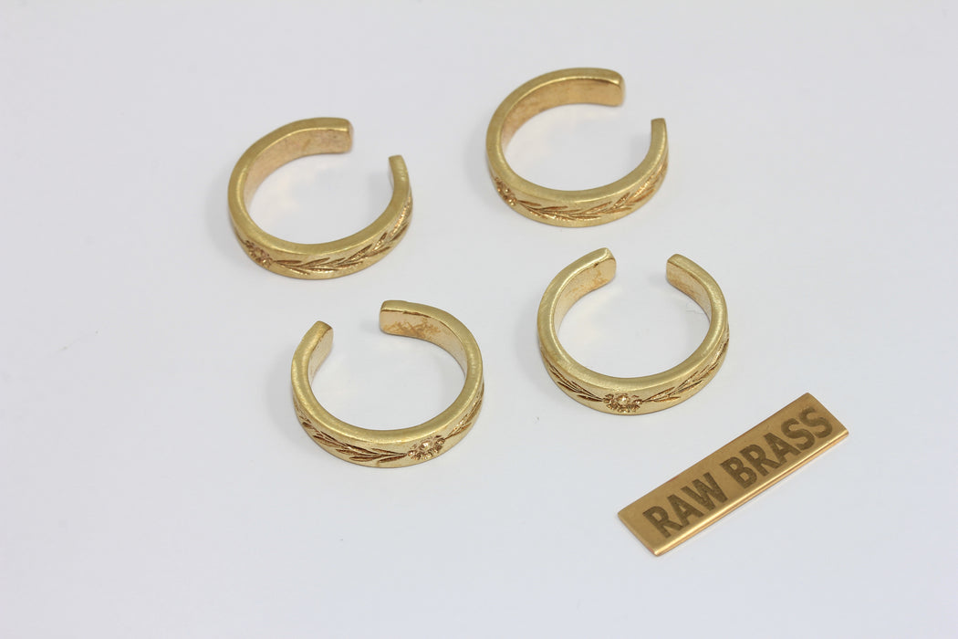 17 mm Ham Pirinç Lineer Vintage Yüzükler, Ayarlanabilir Yüzük Ayarları, CHK414-2