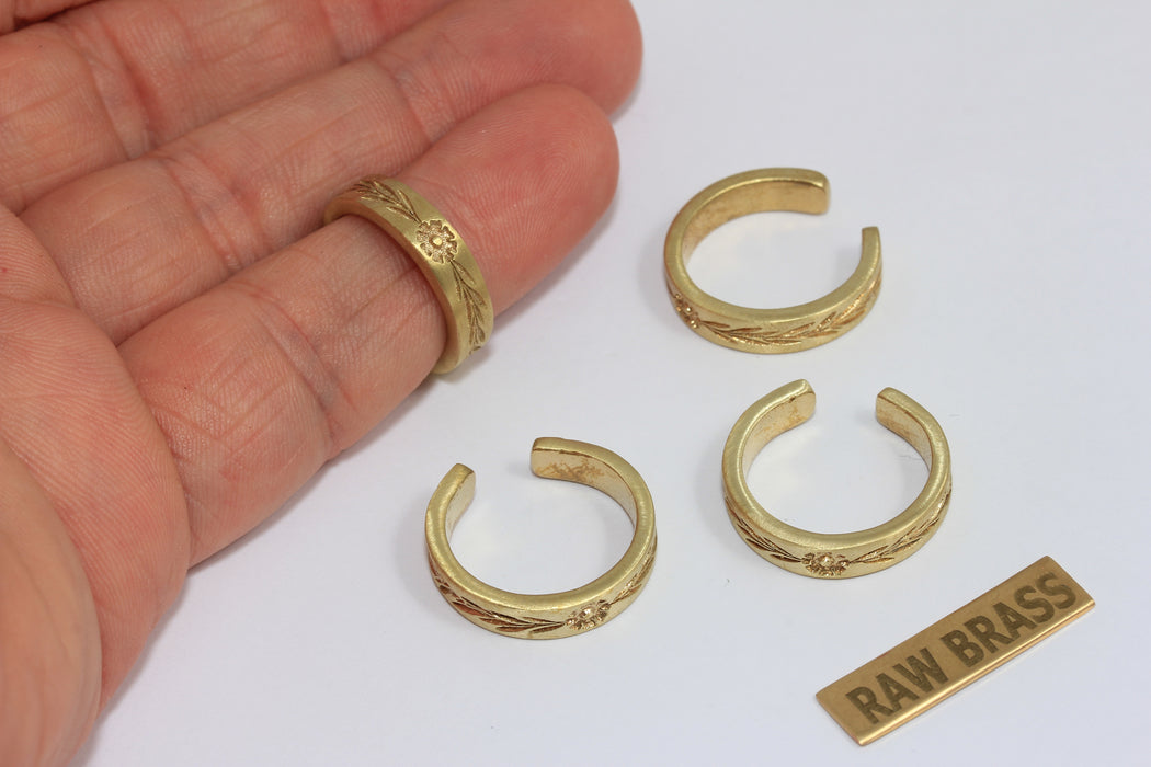 17 mm Ham Pirinç Lineer Vintage Yüzükler, Ayarlanabilir Yüzük Ayarları, CHK414-2