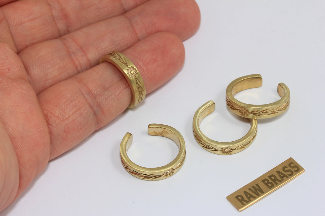17 mm Ham Pirinç Lineer Vintage Yüzükler, Ayarlanabilir Yüzük Ayarları, CHK414-2