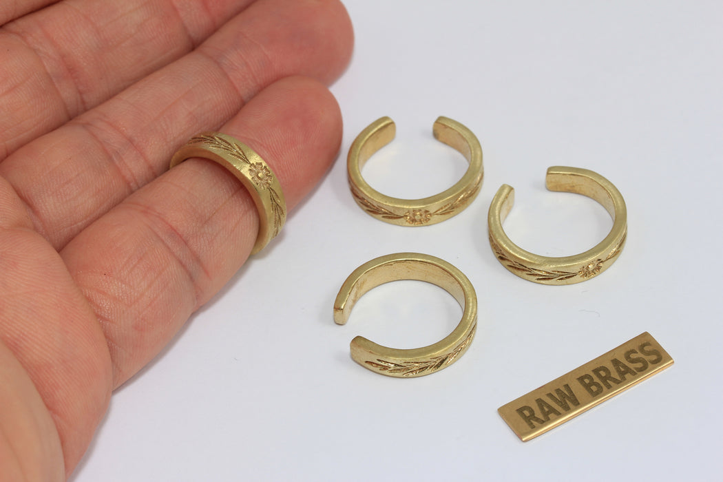 17 mm Ham Pirinç Lineer Vintage Yüzükler, Ayarlanabilir Yüzük Ayarları, CHK414-2