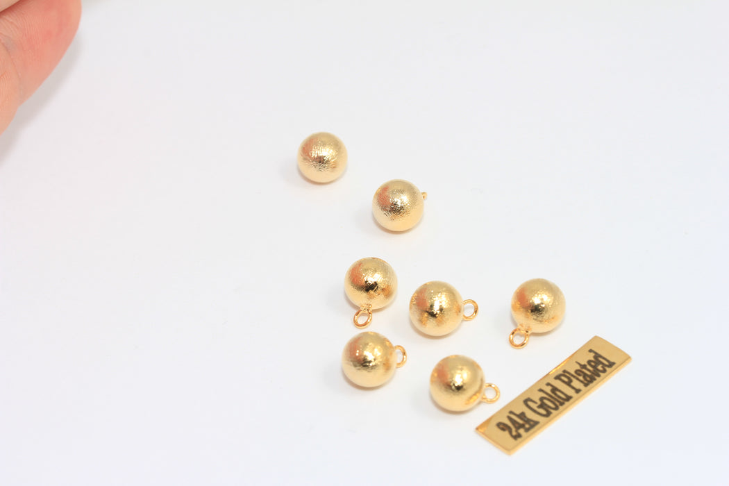 8x11mm 24k Shiny Gold Ball Beads, Ball Pendant, Drop Ball ,  MLS726