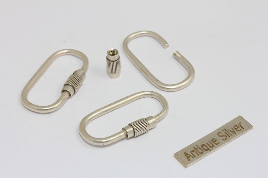 17x32mm Antique Silver Opening Oval Screw Clasp Pendant, Carabiner Lock Clasp, MGN189